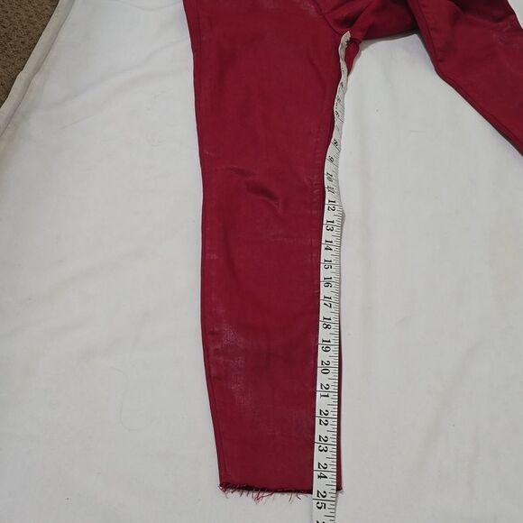 GOOD AMERICAN RED WAXED JEANS SIZE 2/26 - Picture 7 of 9